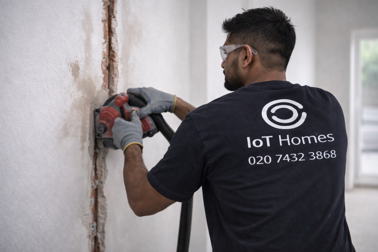Engineer fixing sink in modern kitchen
